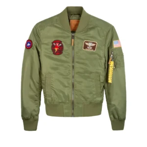 Limited miss top gun bomber jacket in black nylon with metallic gold flight patches