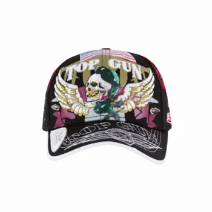 Limited Edition Top Gun premium cap in black wool with metallic gold embroidery