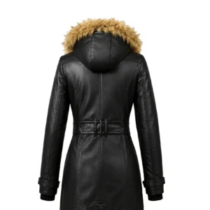 MISS TOP GUN® LONG LEATHER JACKET - back view