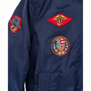 Collar view showing comfortable low-profile ribbed bomber neckline
