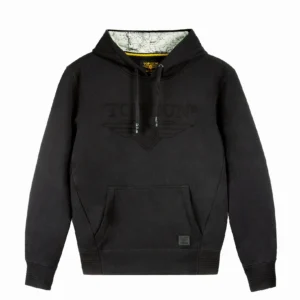 Top Gun 3D embroidered hoodie in black fleece with raised white logo embroidery