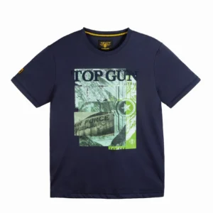 Top Gun Air Force graphic tee in navy blue cotton with gold flight wings print