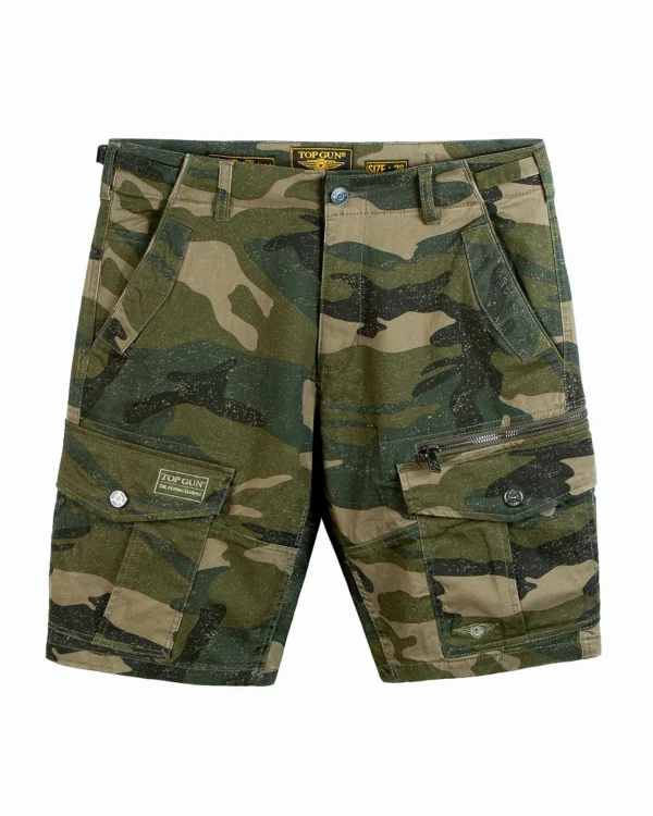 Top Gun cargo pilot shorts in military khaki ripstop with cargo side pockets