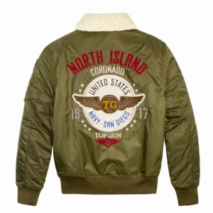 Top Gun Coronado nylon flight jacket in navy blue with flight squadron patch