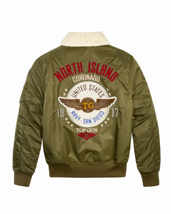 Top Gun Coronado nylon flight jacket in navy blue with flight squadron patch
