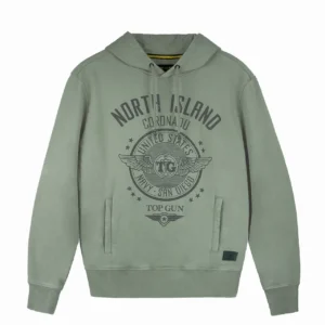 Top Gun Coronado distressed hoodie in washed slate blue with vintage print
