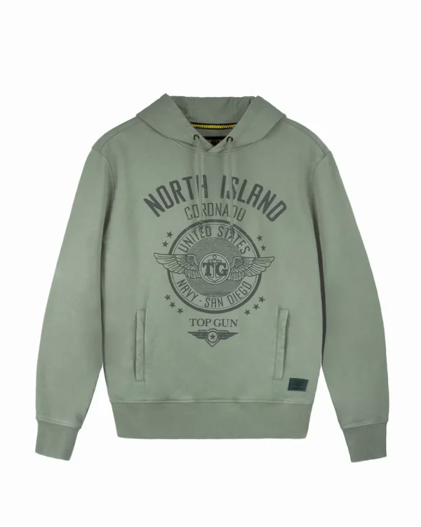 Top Gun Coronado distressed hoodie in washed slate blue with vintage print