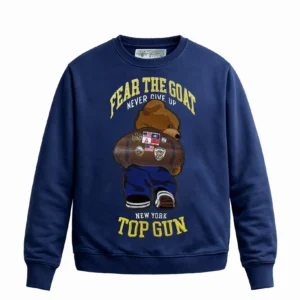 TOP GUN "FEAR THE GOAT TEDDY" CREWNECK gallery view showing precision construction details