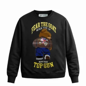 TOP GUN "FEAR THE GOAT TEDDY" CREWNECK gallery view showing precision construction details