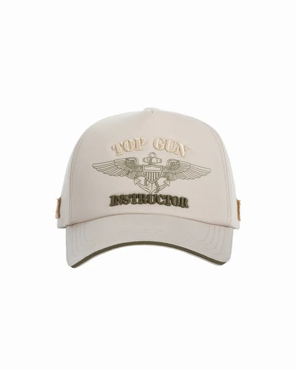 Top Gun Instructor flight hat in dark navy twill with embroidered instructor crest