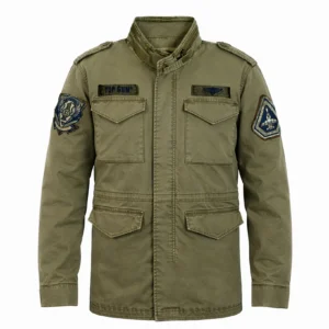 Top Gun M65 vintage military jacket in olive drab canvas with cargo pockets