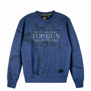 Top Gun flight map crewneck sweatshirt in heather grey with aviation print