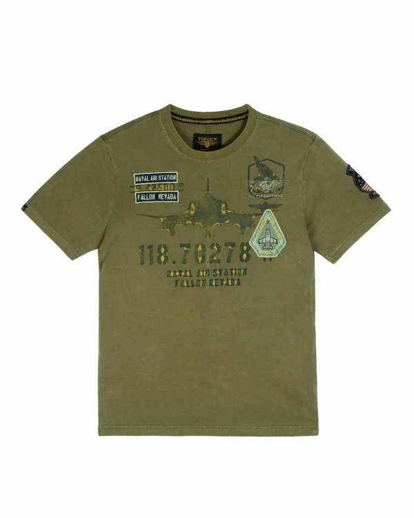 Top Gun Naval Air Station tee showing distressed naval aviation emblem