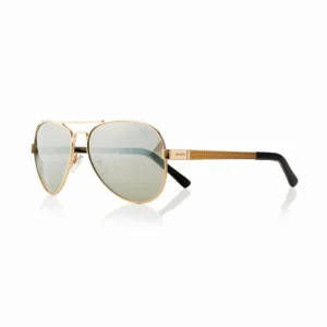 Top Gun Polarized Aviator Runway Sunglasses - gold metal frame perspective angle view