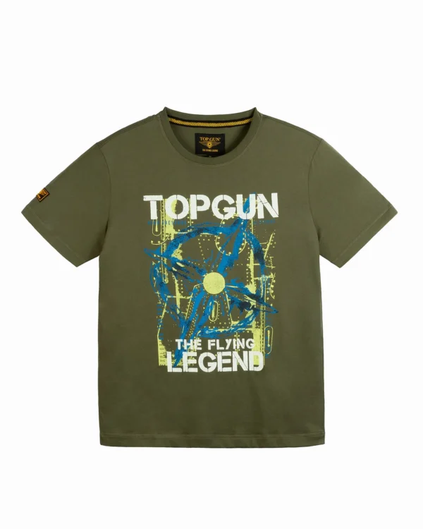 Top Gun propeller graphic tee in dark cotton with blueprint print