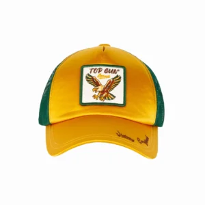 Top Gun Satin Eagle hat in black satin with embroidered eagle front patch