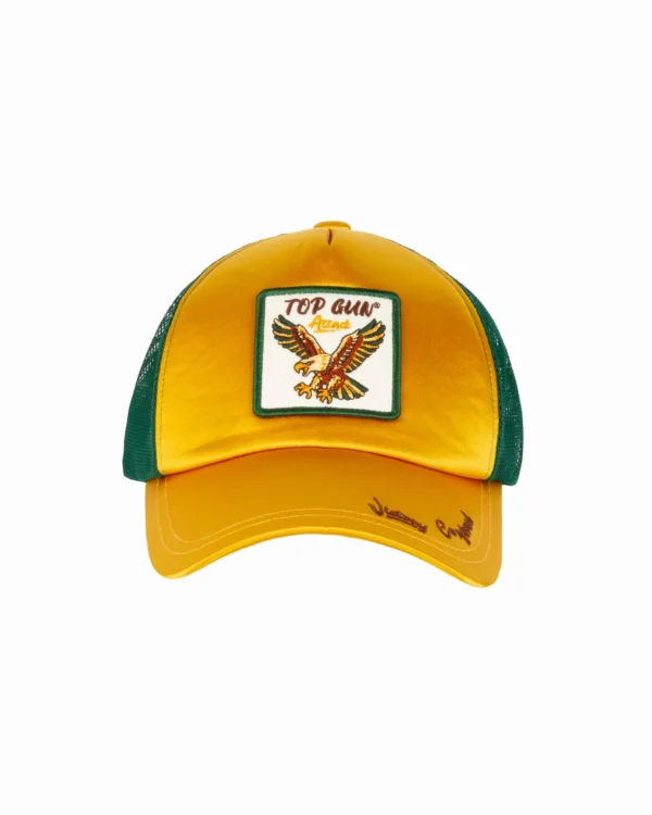 Top Gun Satin Eagle hat in black satin with embroidered eagle front patch