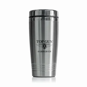 Top Gun stainless steel coffee travel mug with laser engraved aviation logo