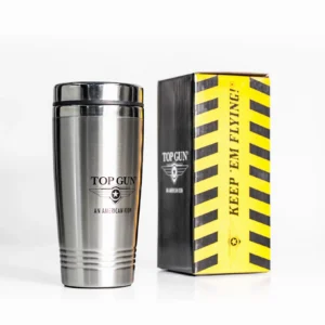TOP GUN "STAINLESS STEEL" COFFEE TRAVEL MUG gallery view showing precision construction details